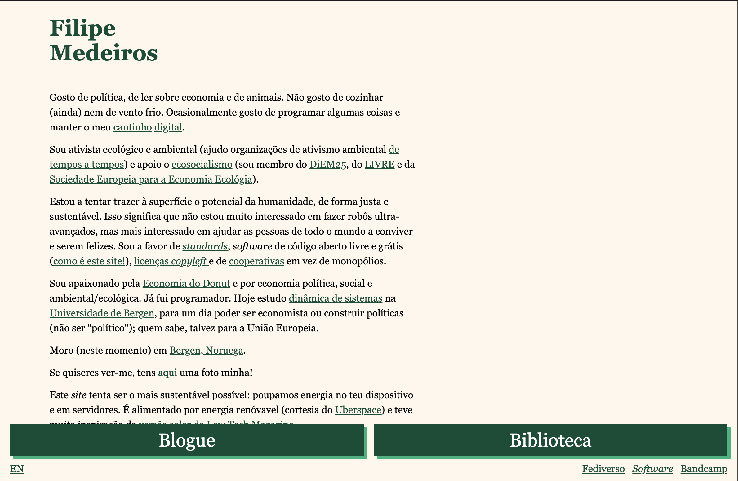 Preview of the website, showing the home page in portuguese